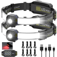 Proastar Led Headlamp Rechargeable, 230?Illumination Wide Beam Led Headlamp With Red Taillight, 10 Modes, Ipx6 Waterproof, Super Bright Comfortable Head Lamp For Running, Camping, Hiking, Outdoor