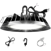 Jclgl Ufo Led High Bay Light Super Bright 150W 24 000Lm 160Lmw 110V Dimmable 5 Cable With Plug Hanging Hook Safe Rope