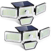 Woloyheatie Solar Outdoor Lights Motion Sensor Security Light, 278 Led Flood Lights Ip65 Waterproof Solar Powered, 4 Heads Adjustable 6500K 3000Lm Bright For Patio Garden Pathway Porch 2 Pack