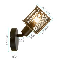 Elidelia Outdoor Indoor Wall Lantern,Adjustable Retro Black Wall Lamp, Plug In Bathroom Light Fixtures, Metal Grid Shape Rotatable Modern Vanity Light For Mirror Kitchen Bedroom Living Room E12 Base