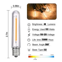 12 Pack Dimmable E12 Led Bulbs, 0.6W Led Candelabra Bulbs 2700K Warm White, Vintage T13 Led Replacement Light Bulbs For C7/E12 Bases S14 G40 Outdoor String Lights, Chandeliers, Candle, Night Lights