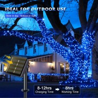 Jmexsuss 4 Pack 100 Led Solar Fairy Lights 33Ft Blue Solar String Lights Outdoor Waterproof 8 Modes Copper Wire Solar Twinkle