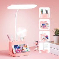 Mubarek Cute Desk Lamp Pink Lamp Cute Desk Accessories 3 Modes 8W Dimmable Pink Desk Lamporganizers Pink Desk Accessories Kaw