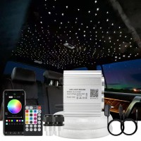 Akepo Car Home Use App Control Twinkle Fiber Optic Light Kit, 16W Rgbw Dual Head Twinkle + Music Mode Star Ceiling Sky Light With 600 Strands 0.03In/0.75Mm 9.8Ft/3M Optical Fiber Cable