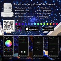 Akepo Car Home Use App Control Twinkle Fiber Optic Light Kit, 16W Rgbw Dual Head Twinkle + Music Mode Star Ceiling Sky Light With 600 Strands 0.03In/0.75Mm 9.8Ft/3M Optical Fiber Cable