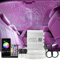 Upgraded Akepo Car Home App Fiber Optic Lights Kit 16W Rgbw Dual Head Twinkle And Music Effect Star Ceiling Sky Light, Optical Fiber Cable 900 Strands Of 0.03In/0.75Mm 9.8Ft/3M+28Key Rf Remote Control