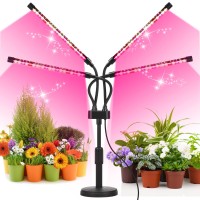 Syeioraom Grow Lights For Indoor Plants, Four Head Led Grow Light With Full Spectrum & Red White Spectrum For Indoor Plant Growing Lamp, Adjustable Gooseneck, Suitable For Plant(Four-Head Plant Light)