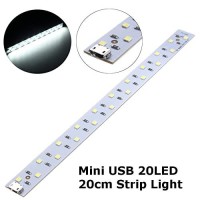 Gsyfdzswzx Fengyan Landscape Lights Led Strip Light White Light 20Cm Mini Portable Usb 20 Bar Rechargeable Lamp Decoration Studio String Night Light Dc5V Led Street Lamp (Color : White)