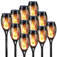 Toodour Solar Torch Flame Lights, 12 Pack Solar Christmas Lights Outdoor With Flickering Flame, Waterproof Solar Pathway Lights Landscape Decoration Lighting For Garden, Lawn, Yard, Xmas Decorations