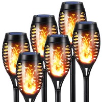 Toodour Solar Torch Flame Lights, 6 Pack Solar Christmas Lights Outdoor With Flickering Flame, Waterproof Solar Pathway Lights Landscape Decoration Lighting For Garden, Lawn, Yard, Xmas Decorations