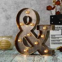 Youzone Vintage Led Marquee Letter Light Up Alphabet Letter Sign For Cafe Wedding Birthday Party Christmas Lamp Home Bar Initials Decor - &