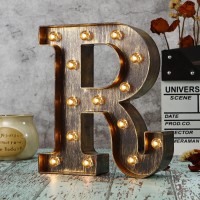 Youzone Vintage Led Marquee Letter Light Up Alphabet Letter Sign For Cafe Wedding Birthday Party Christmas Lamp Home Bar Initials Decor - R