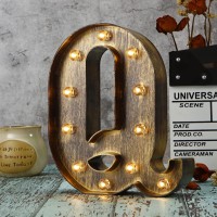 Youzone Vintage Led Marquee Letter Light Up Alphabet Letter Sign For Cafe Wedding Birthday Party Christmas Lamp Home Bar Initials Decor - Q