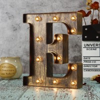 Youzone Vintage Led Marquee Letter Light Up Alphabet Letter Sign For Cafe Wedding Birthday Party Christmas Lamp Home Bar Initials Decor - E