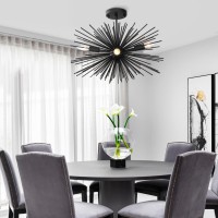 Ziralio Black Sputnik Chandelier Modern Dining Room Chandelier Light Fixture Flush Mount Ceiling Light For Bedroom Kitchen Islan