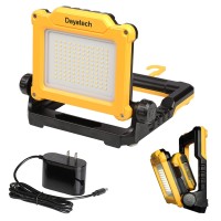 Dayatech Led Work Light Rechargeable - Cordless Portable Work Light 4000/2000/1000Lm Compatible With Dewalt, Milwaukee, Makita, Bosch 18V Power Tool Battery With Magnetic Base(Tool Only)