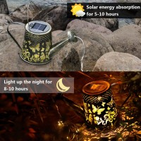 Fimago Watering Can With Lights Solar Lights Outdoor Butterfly Art Garden Decor Hanging Metal Waterproof Solar Lanterns For Wal