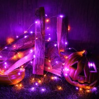 Joomer 2 Pack Orange Purple Halloween Lights164Ft 50 Led 2 Modes Twinkle Fairy Lights Battery Operated Lights For Halloween De