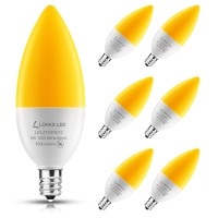 Lohas E12 Led Candelabra Light Bulbs, 6W Yellow Led Bug Light Bulb 60 Watt Equivalent, Chandelier Candle Bulbs 2000K, Ceiling Fan Bulbs, Non-Dimmable, Decorative Lights For Hallway, Bathroom, 6 Pack