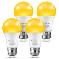 Lohas A19 Bug Light Bulbs, Yellow Led Lights 150W Equivalent, 17 Watt Energy-Efficient Led Bulbs(Ul Listed), E26 Base, Non-Dimmable, Ideal For Outdoor/Indoor, Porch, Hallway, Bedroom, 4 Pack