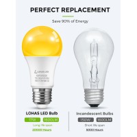 Lohas A19 Bug Light Bulbs, Yellow Led Lights 150W Equivalent, 17 Watt Energy-Efficient Led Bulbs(Ul Listed), E26 Base, Non-Dimmable, Ideal For Outdoor/Indoor, Porch, Hallway, Bedroom, 4 Pack