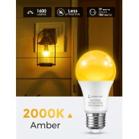 Lohas A19 Bug Light Bulbs, Yellow Led Lights 150W Equivalent, 17 Watt Energy-Efficient Led Bulbs(Ul Listed), E26 Base, Non-Dimmable, Ideal For Outdoor/Indoor, Porch, Hallway, Bedroom, 4 Pack