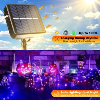 Joomer Orange Purple Halloween Solar String Lights 2Pack Total 100Ft 300Led 8 Modes Solar Fairy Lights Waterproof Lights Black