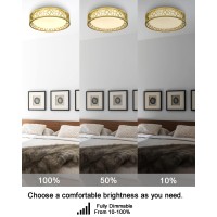 Vicnie Led Flush Mount Ceiling Light, 12 Inch 15W 1100 Lumens Close To Ceiling Light Fixtures, 3000K Warm White, Gold Finish With White Glass Shade, Etl Listed For Kitchen, Hallway, Bedroom