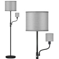 Auquee Floor Lamps For Living Room, Standing Tall Lamp With Reading Light, Black Bright Pole Lamp With 12W Led Bulb, 3-Way Rotary Switch, Modern Corner Lamp For Bedroom Study Room For Christmas(Gray)