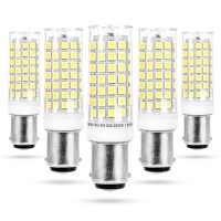 Ziomitus Dimmable Ba15D Led Bulbs 120V Daylight 6000K, 40W 50W 60W T3/T4 Halogen Equivalent,Double Contact Dc Bayonet Base, Ba15D Bright Cool White 6W Led For Sewing Machine Wall Light,5Pack