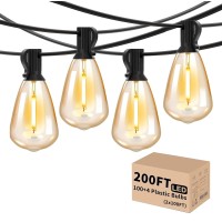 Svater Outdoor String Lights 200Ft, Commercial Vintage Patio Lights With 100+4 1W Shatterproof Plastic Led Bulbs, Connectable Dimmable Hanging String Lights For Backyard Porch Cafe(2 Pack 100Ft)