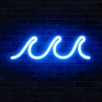 Wave Neon Signs For Bedroom, Blue Led Neon Signs For Wall Decor, Night Lights Usb Powered With Dimmer & Switch, Tropical Decor For Living Room, Bar, Birthday Gift, Wedding Party(13.7 X 5 Inch)