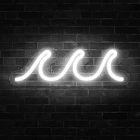 Wave Neon Signs For Bedroom, White Led Neon Signs For Wall Decor, Night Lights Usb Powered With Dimmer & Switch, Tropical Decor For Living Room, Bar, Birthday Gift, Wedding Party(13.7 X 5 Inch)