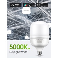 Lohas Super Bright Light Bulbs, 450-500W Equivalent, 5500Lm E26 Garage Led Bulb, 5000K Daylight, 50 Watt High Lumen Light Bulb, W/E39 Adapter For Commercial Warehouse Workshop Factory Backyard, 2 Pack