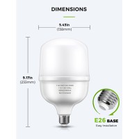 Lohas Super Bright Light Bulbs, 450-500W Equivalent, 5500Lm E26 Garage Led Bulb, 5000K Daylight, 50 Watt High Lumen Light Bulb, W/E39 Adapter For Commercial Warehouse Workshop Factory Backyard, 2 Pack