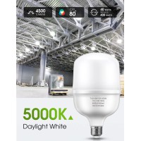 Lohas Super Bright Light Bulbs, 350-400W Equivalent, 4500Lm E26 Garage Led Bulb, 5000K Daylight, 40 Watt High Lumen Light Bulb, W/E39 Adapter For Commercial Warehouse Workshop Factory Backyard, 2 Pack