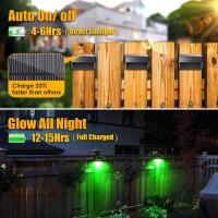 Amiluo Solar Fence Lights 4 Pack, Solar Outdoor Wall Lights Ip65 Waterproof Fence Solar Light, Warm White & Rgb Color Glow Light With 8 Specific Colors, Outside Solar Deck Light For Backyard Wall Step