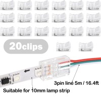 20 Pieces 3 Pin Led Light Connectors Strip To Wire Quick Connector Led Extension 3 Pin Led Strip Connector 10 Mm Terminal Strip