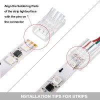 20 Pieces 3 Pin Led Light Connectors Strip To Wire Quick Connector Led Extension 3 Pin Led Strip Connector 10 Mm Terminal Strip