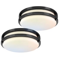 Hisoo Flush Mount Ceiling Light, 10 Inch Ceiling Light Fixture 24W [250W Equiv] 2200Lm, 3000K/4000K/5000K Hallway Light Fixtures Ceiling Dimmable For Bedroom, Bathroom, Kitchen, Etl Listed-2 Pack