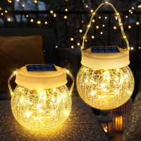 Brizled Solar Lantern Lights 2 Pack Outdoor Led Solar Hanging Lantern Lights With Star Projection Warm White Solar Garden Ligh