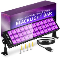 Thecham 100W Led Black Lights Bar 104 Leds Blacklight Flood Light For Black Light Party For Glow Party Bedroom Halloween F