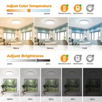 Blnan Rgb Led Flush Mount Ceiling Light With Remote Control, 13Inch 24W 2400Lm 3000-6500K Dimmable Color Changing Light Fixture, Modern Round White Ceiling Lamp For Bedroom Kids Room Party Festival