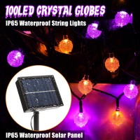 Lomotech Orange Purple Solar Halloween Lights 72Ft 100 Led Halloween Globe Lights 8 Modes Waterproof Halloween Lights For Hall