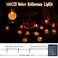 Lomotech Orange Solar Halloween Lights 72Ft 100 Led Halloween Globe Lights 8 Modes Waterproof Halloween Lights For Halloween D