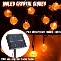 Lomotech Orange Solar Halloween Lights 72Ft 100 Led Halloween Globe Lights 8 Modes Waterproof Halloween Lights For Halloween D