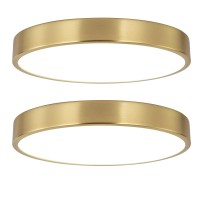 Sottae 2 Pack 9 Inch Brushed Gold Metal Flush Mount Led Ceiling Light3000K5000K Thin Round Low Profile Ceiling Lampmodern Sur