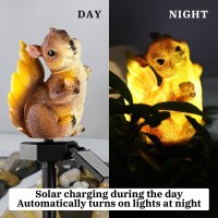 Xurleq Garden Solar Light Outdoor Decor, Resin Squirrel Solar Led Light For Outdoor, Animal Waterproof Light For Flower Fence Lawn Passage Walkway Courtyard Party Decoration, Squirrel