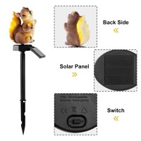 Xurleq Garden Solar Light Outdoor Decor, Resin Squirrel Solar Led Light For Outdoor, Animal Waterproof Light For Flower Fence Lawn Passage Walkway Courtyard Party Decoration, Squirrel