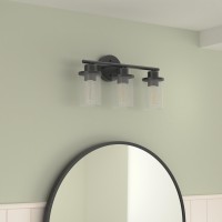 Edishine Bathroom Light Fixtures 3 Light Bathroom Vanity Light Matte Black Bathroom Lights Over Mirror With Clear Glass Shade